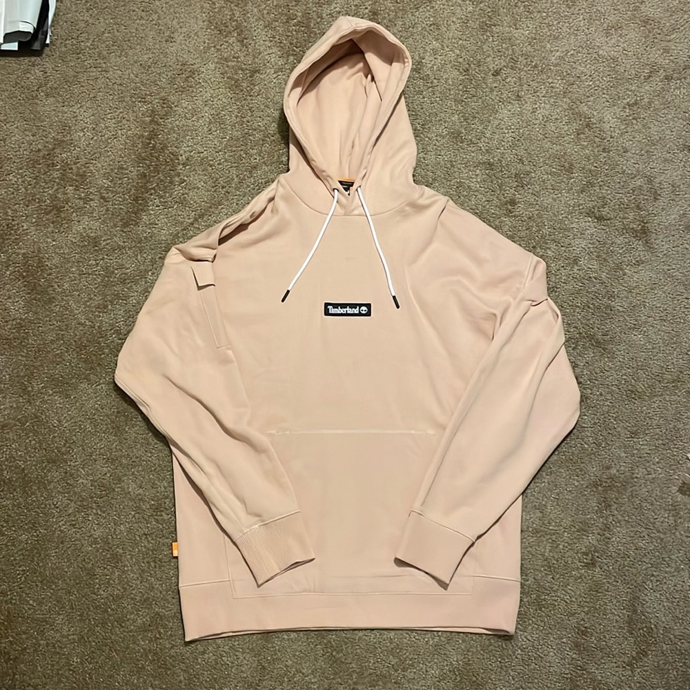 Timberland Heavy Duty Relaxed Fit Hoodie Hooded Sweatshirt Medium Salmon new